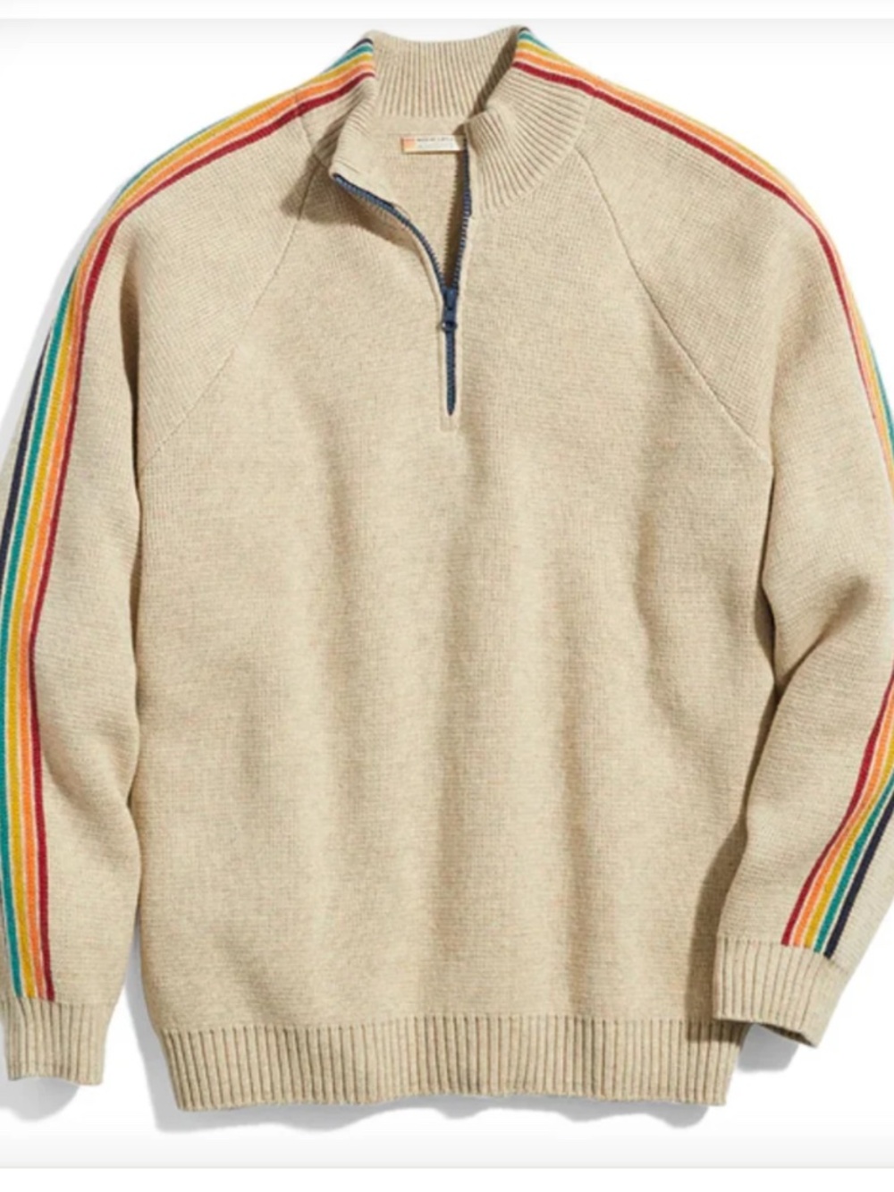 Marine Layer Archive Krew Sweater Quarter Zip - Oat Heather -Medium
